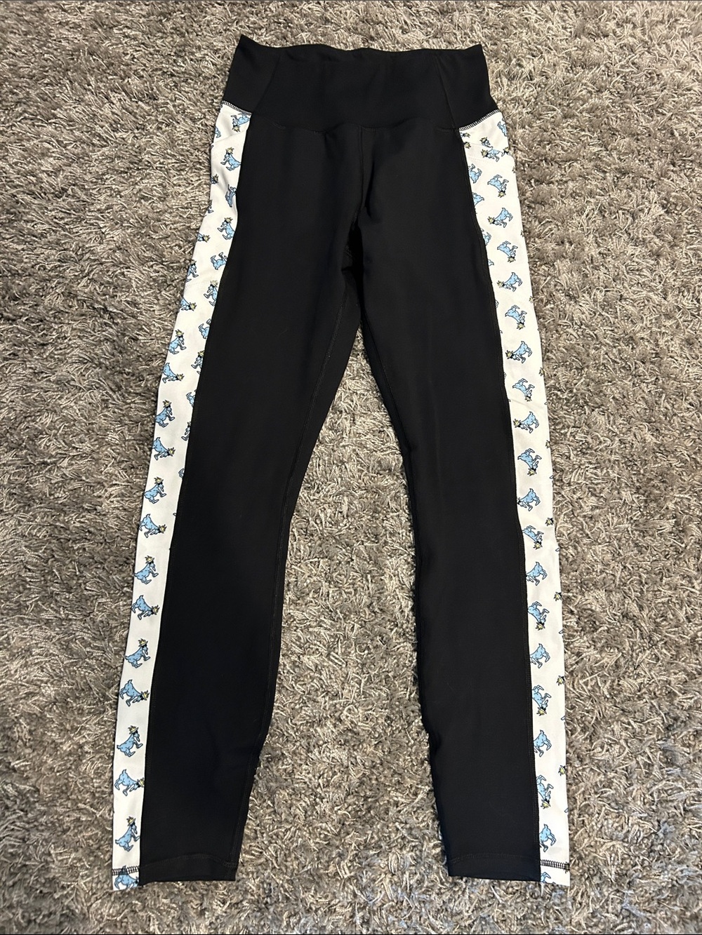 Women’s GOAT USA Black Leggings with White & Blue Side Panels